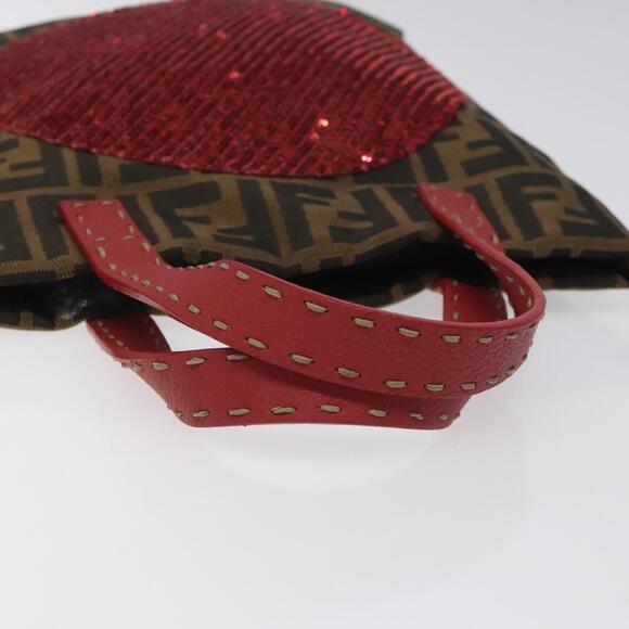FENDI Zucca Canvas Hand Bag Sequin Black Brown - Picture 7 of 12